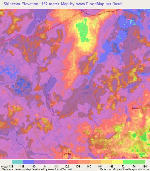 Skinceva,Latvia Elevation Map