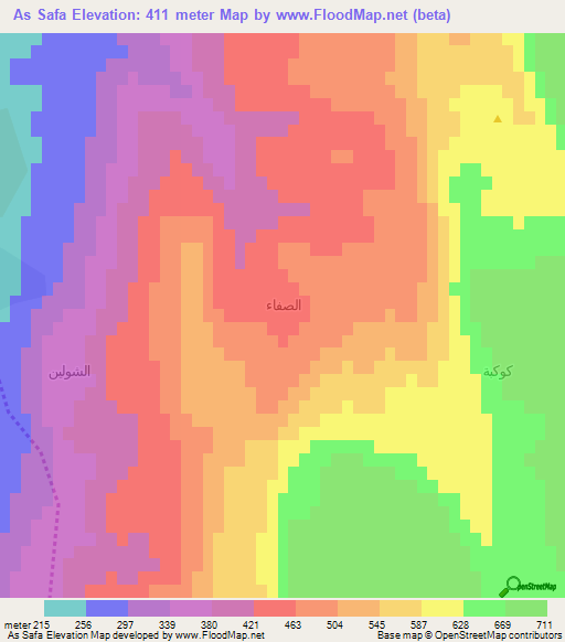 As Safa,Syria Elevation Map