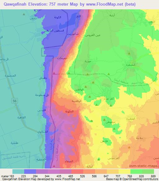 Qawqafinah,Syria Elevation Map