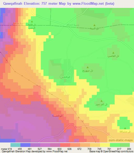 Qawqafinah,Syria Elevation Map