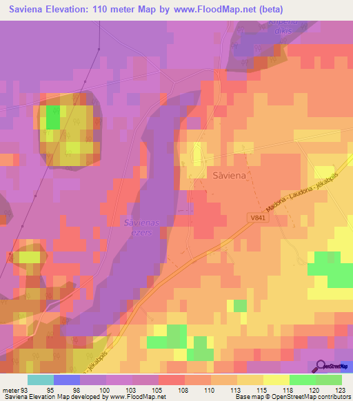 Saviena,Latvia Elevation Map