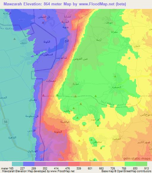 Mawzarah,Syria Elevation Map