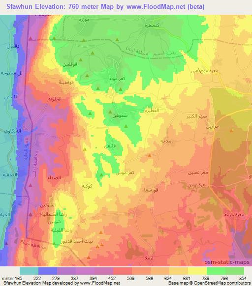 Sfawhun,Syria Elevation Map