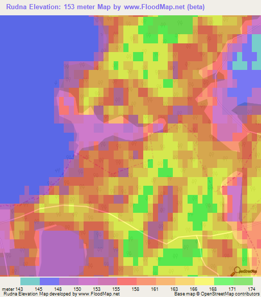 Rudna,Latvia Elevation Map