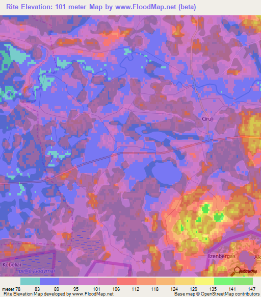 Rite,Latvia Elevation Map
