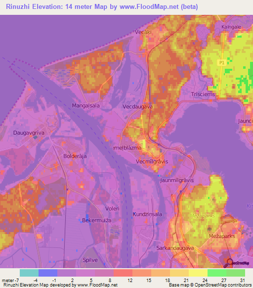 Rinuzhi,Latvia Elevation Map