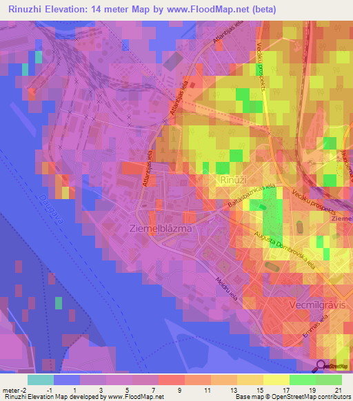 Rinuzhi,Latvia Elevation Map