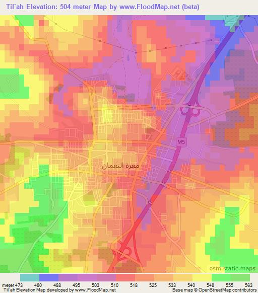 Til`ah,Syria Elevation Map