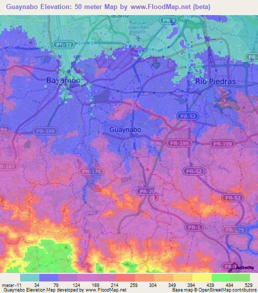 Guaynabo,Puerto Rico Elevation Map
