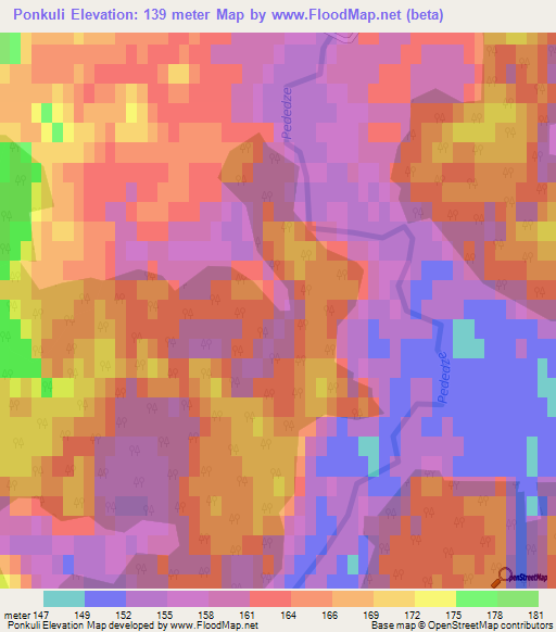 Ponkuli,Latvia Elevation Map