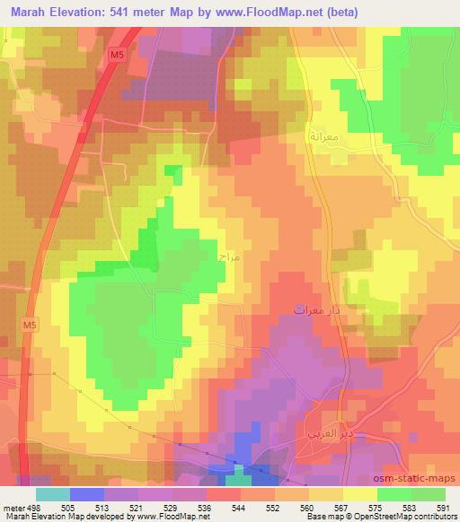 Marah,Syria Elevation Map