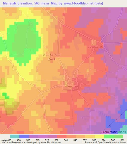 Ma`ratah,Syria Elevation Map