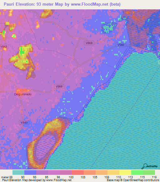 Pauri,Latvia Elevation Map