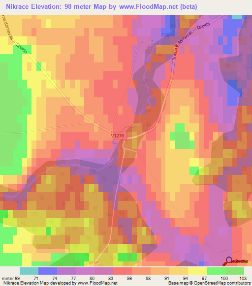 Nikrace,Latvia Elevation Map