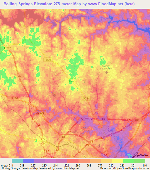 Elevation of Boiling Springs,US Elevation Map, Topography, Contour