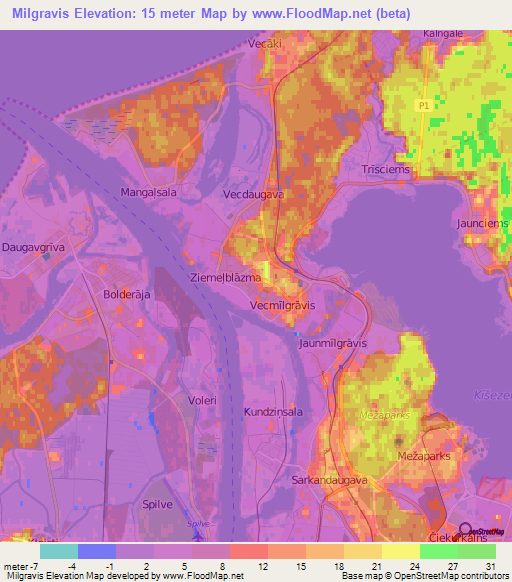 Milgravis,Latvia Elevation Map
