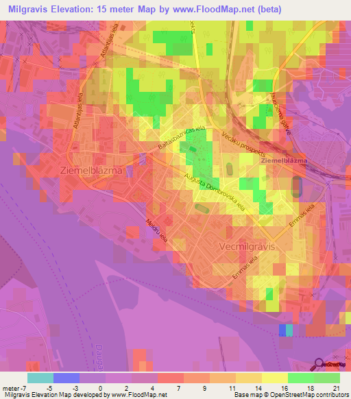 Milgravis,Latvia Elevation Map