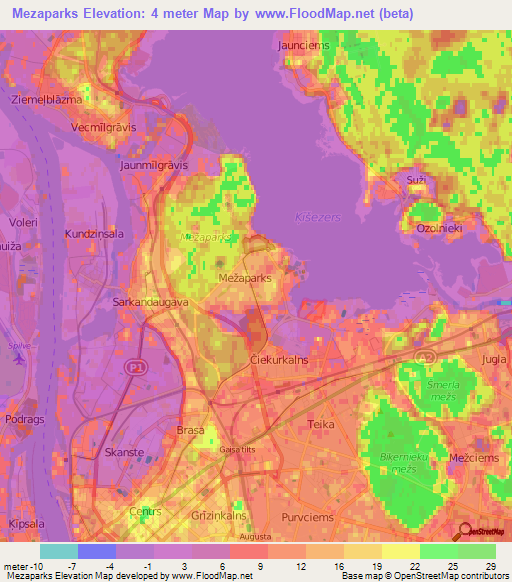 Mezaparks,Latvia Elevation Map