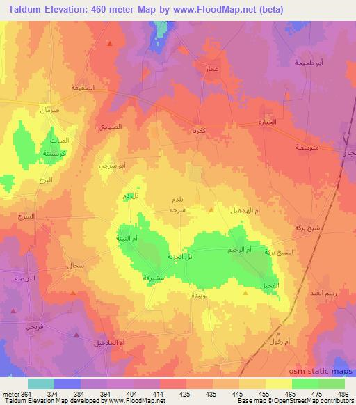 Taldum,Syria Elevation Map