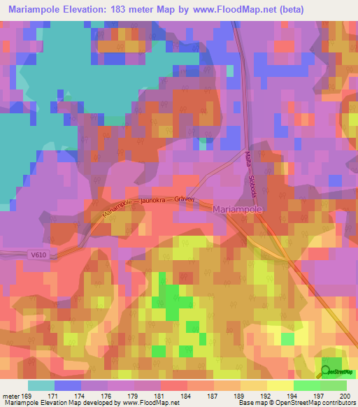 Mariampole,Latvia Elevation Map