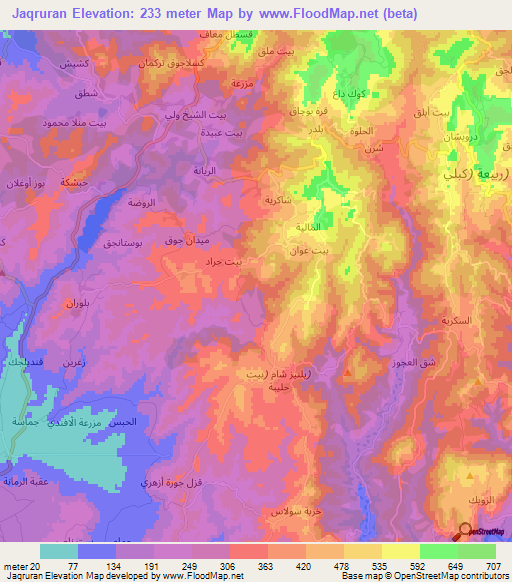 Jaqruran,Syria Elevation Map