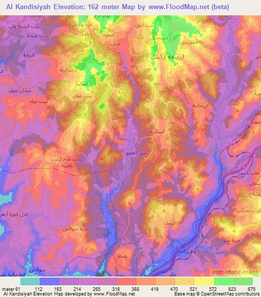 Al Kandisiyah,Syria Elevation Map