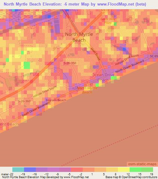 Elevation of North Myrtle Beach,US Elevation Map, Topography, Contour
