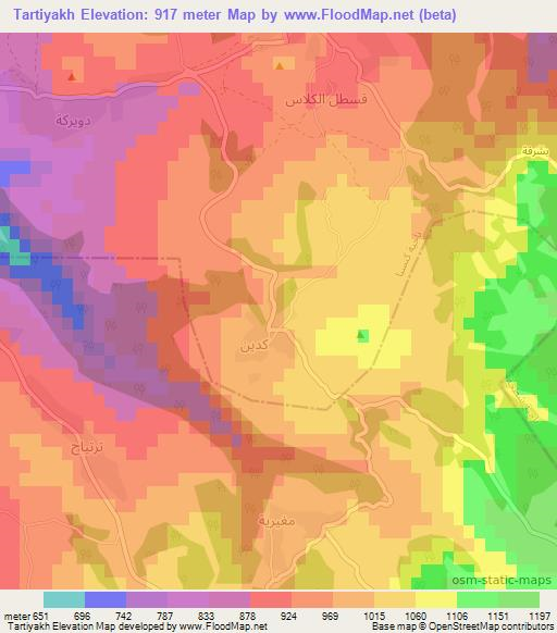 Tartiyakh,Syria Elevation Map