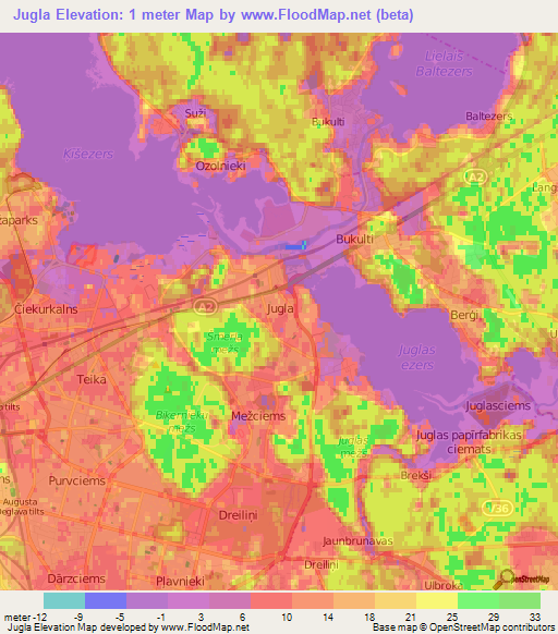 Jugla,Latvia Elevation Map