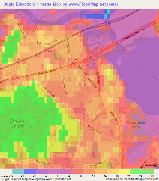Jugla,Latvia Elevation Map