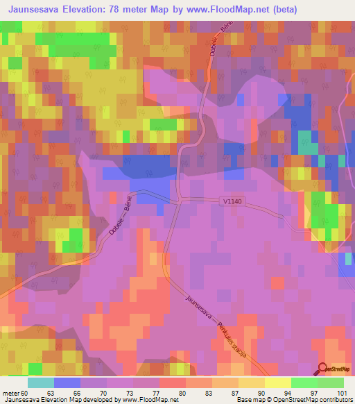 Jaunsesava,Latvia Elevation Map