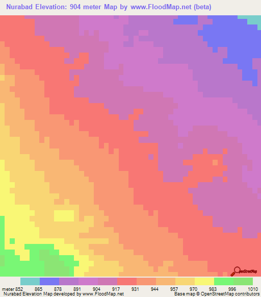 Nurabad,Iran Elevation Map