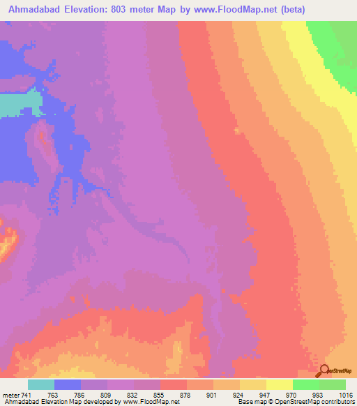 Ahmadabad,Iran Elevation Map