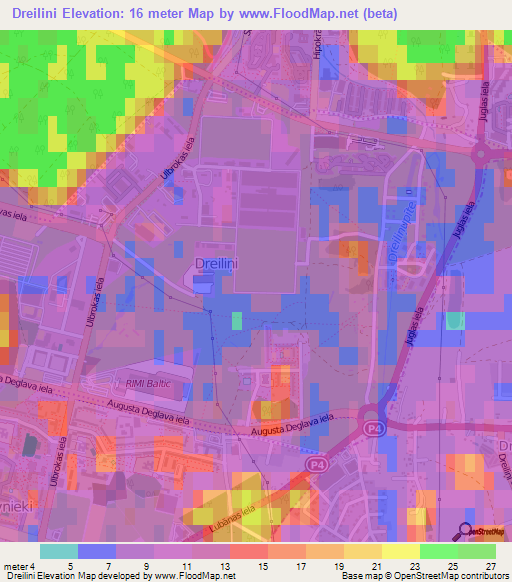 Dreilini,Latvia Elevation Map
