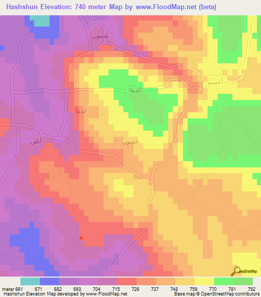Hashshun,Syria Elevation Map