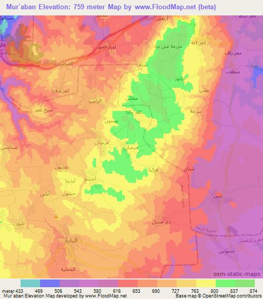 Mur`aban,Syria Elevation Map