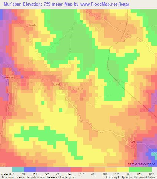 Mur`aban,Syria Elevation Map