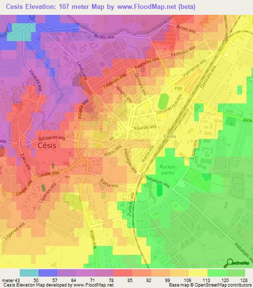 Cesis,Latvia Elevation Map