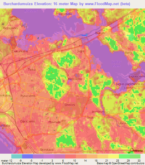 Burchardumuiza,Latvia Elevation Map