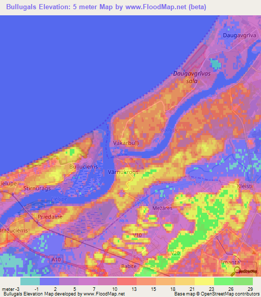 Bullugals,Latvia Elevation Map