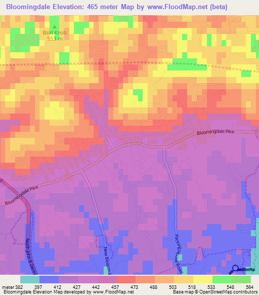 Bloomingdale,US Elevation Map