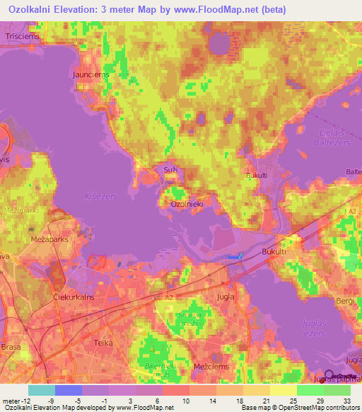 Ozolkalni,Latvia Elevation Map