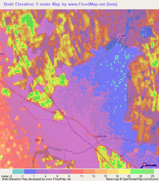 Breki,Latvia Elevation Map