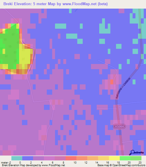 Breki,Latvia Elevation Map