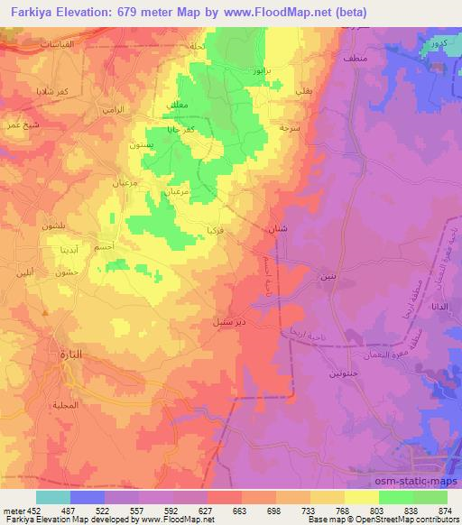 Farkiya,Syria Elevation Map