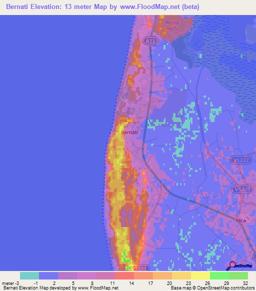 Bernati,Latvia Elevation Map
