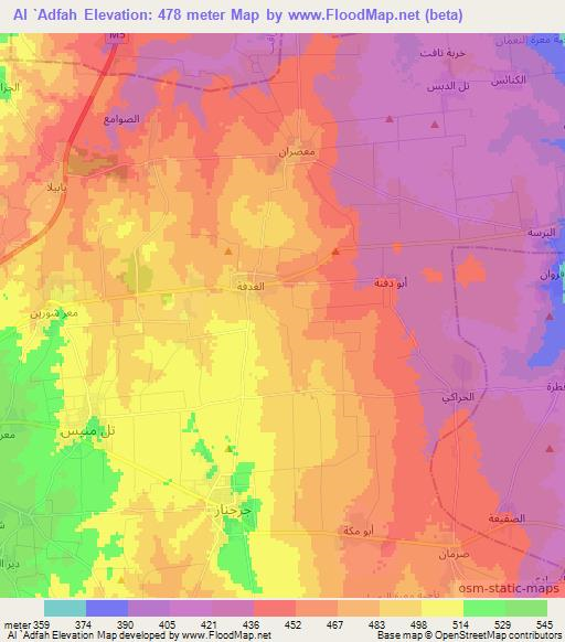 Al `Adfah,Syria Elevation Map