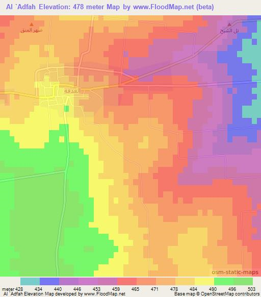 Al `Adfah,Syria Elevation Map