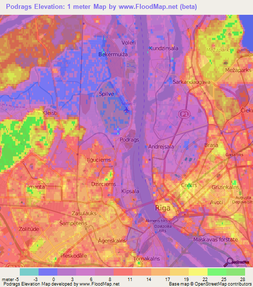 Podrags,Latvia Elevation Map