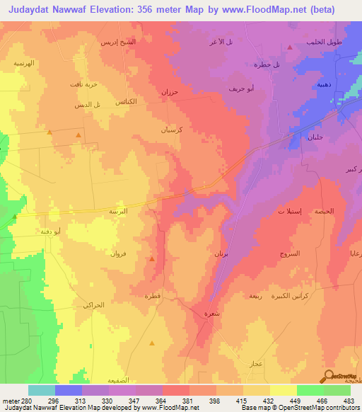 Judaydat Nawwaf,Syria Elevation Map